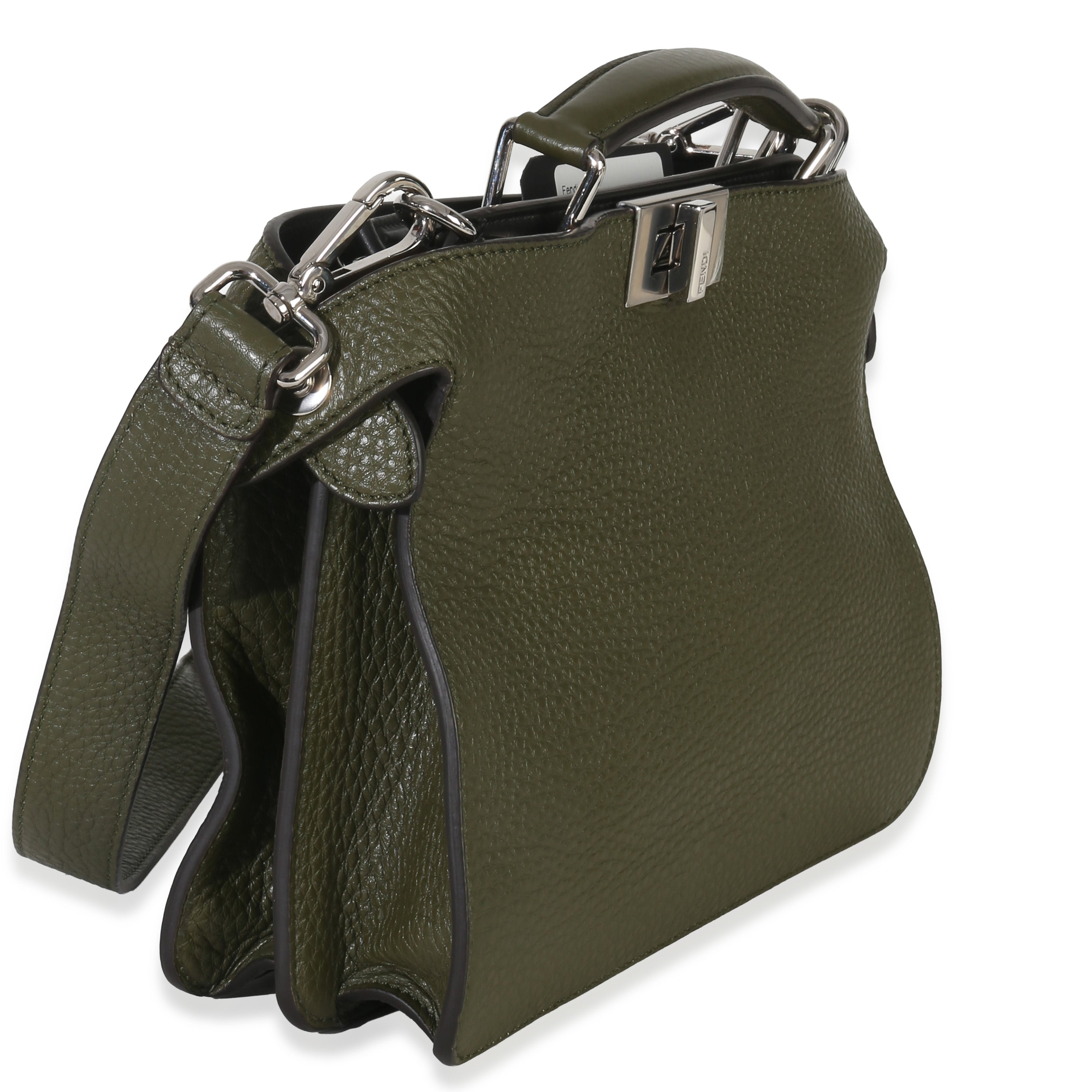 Olive Calfskin Leather Mini Peekaboo ISeeU Bag