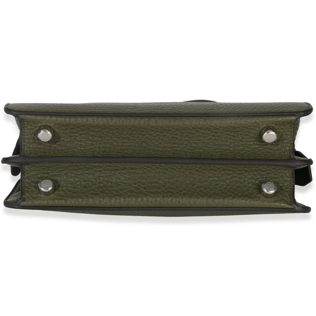 Olive Calfskin Leather Mini Peekaboo ISeeU Bag