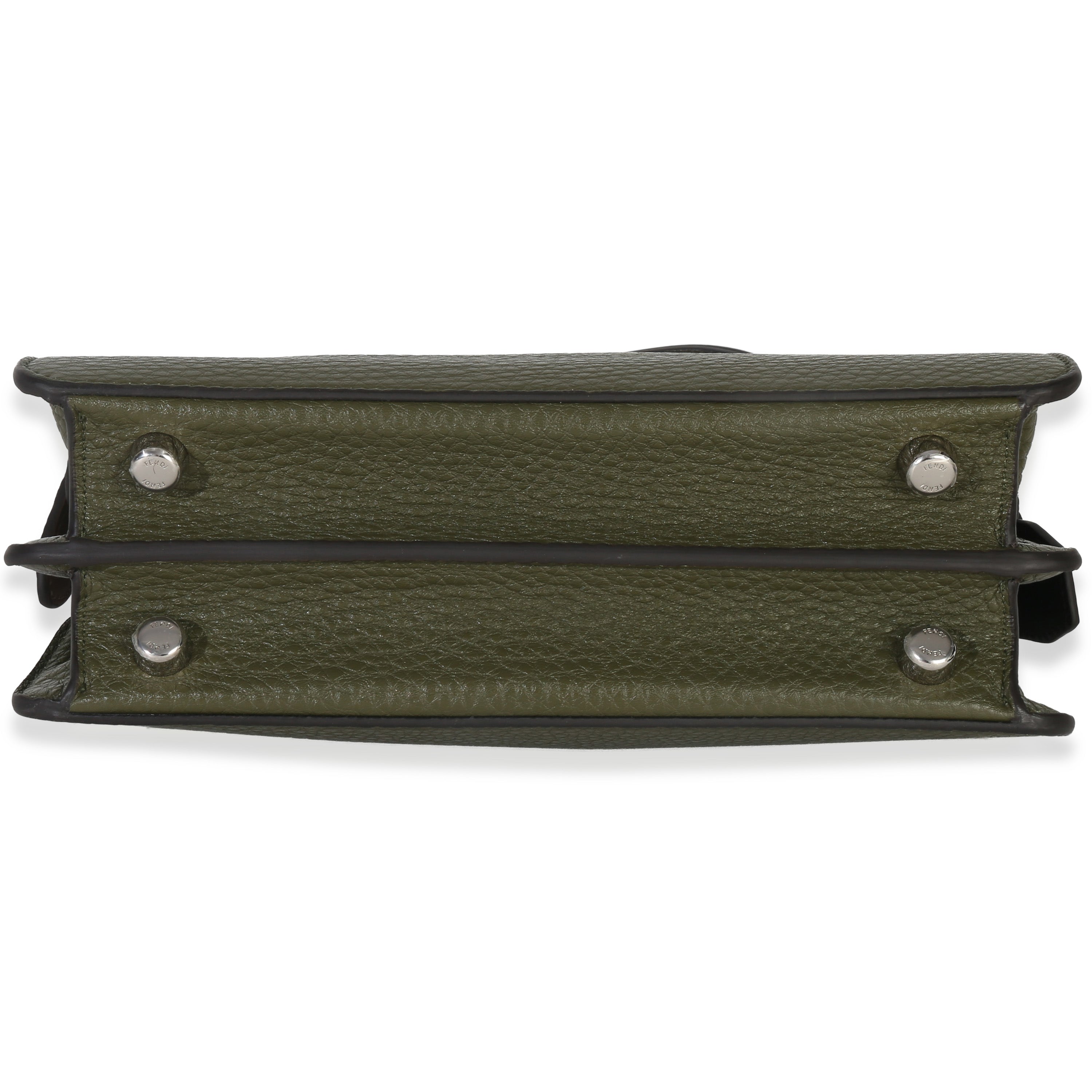 Olive Calfskin Leather Mini Peekaboo ISeeU Bag