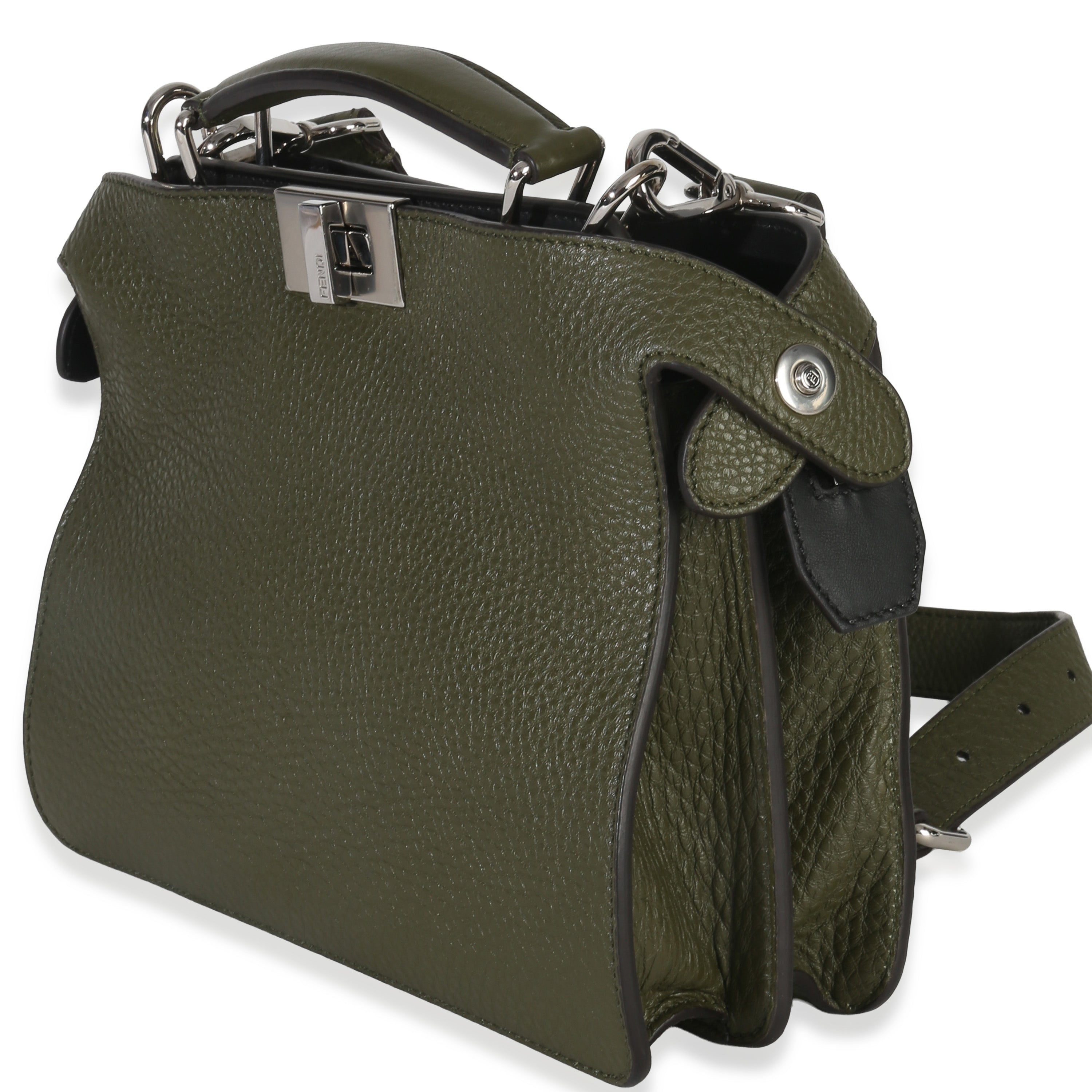 Olive Calfskin Leather Mini Peekaboo ISeeU Bag