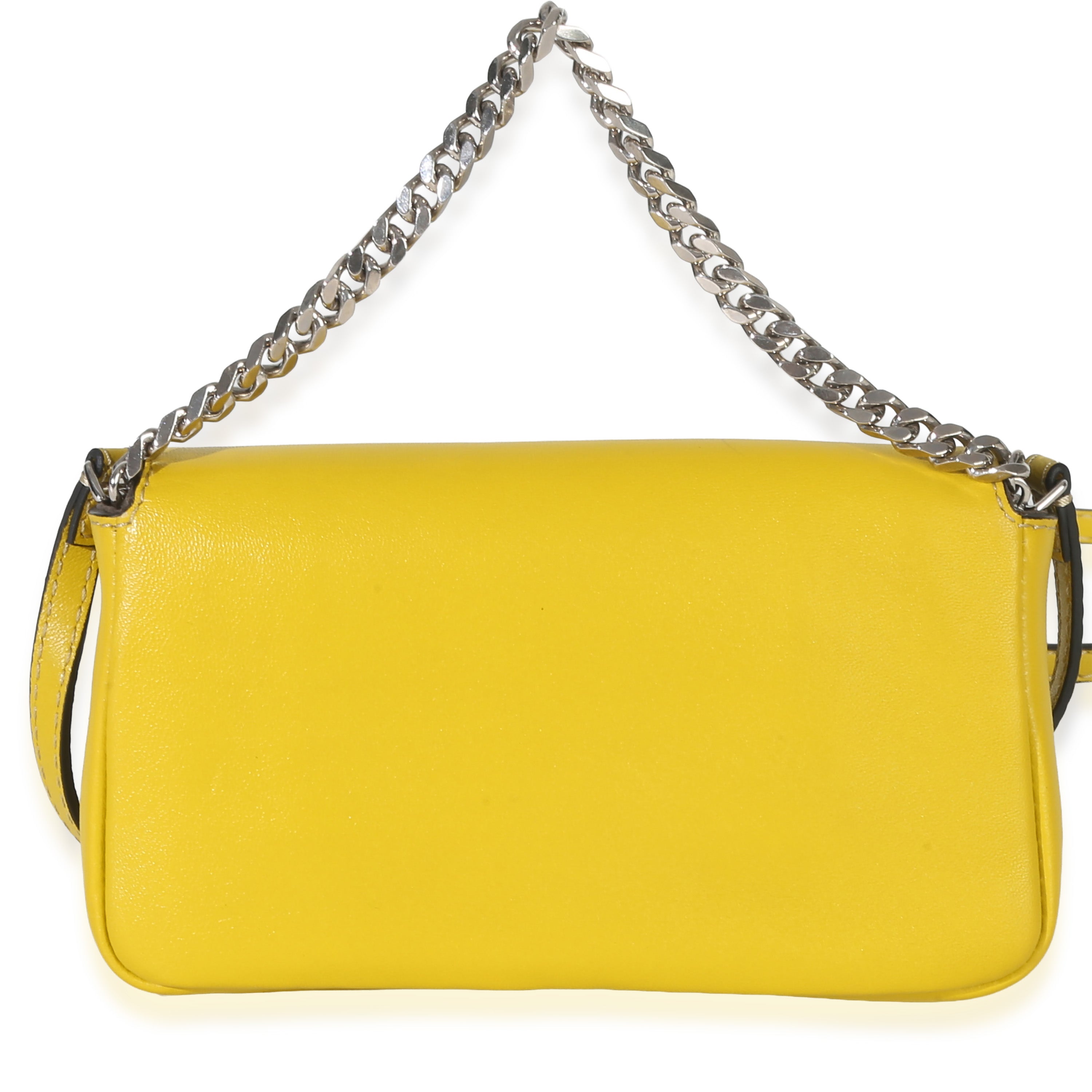 Yellow Leather Fox Fur Buggie Micro Baguette