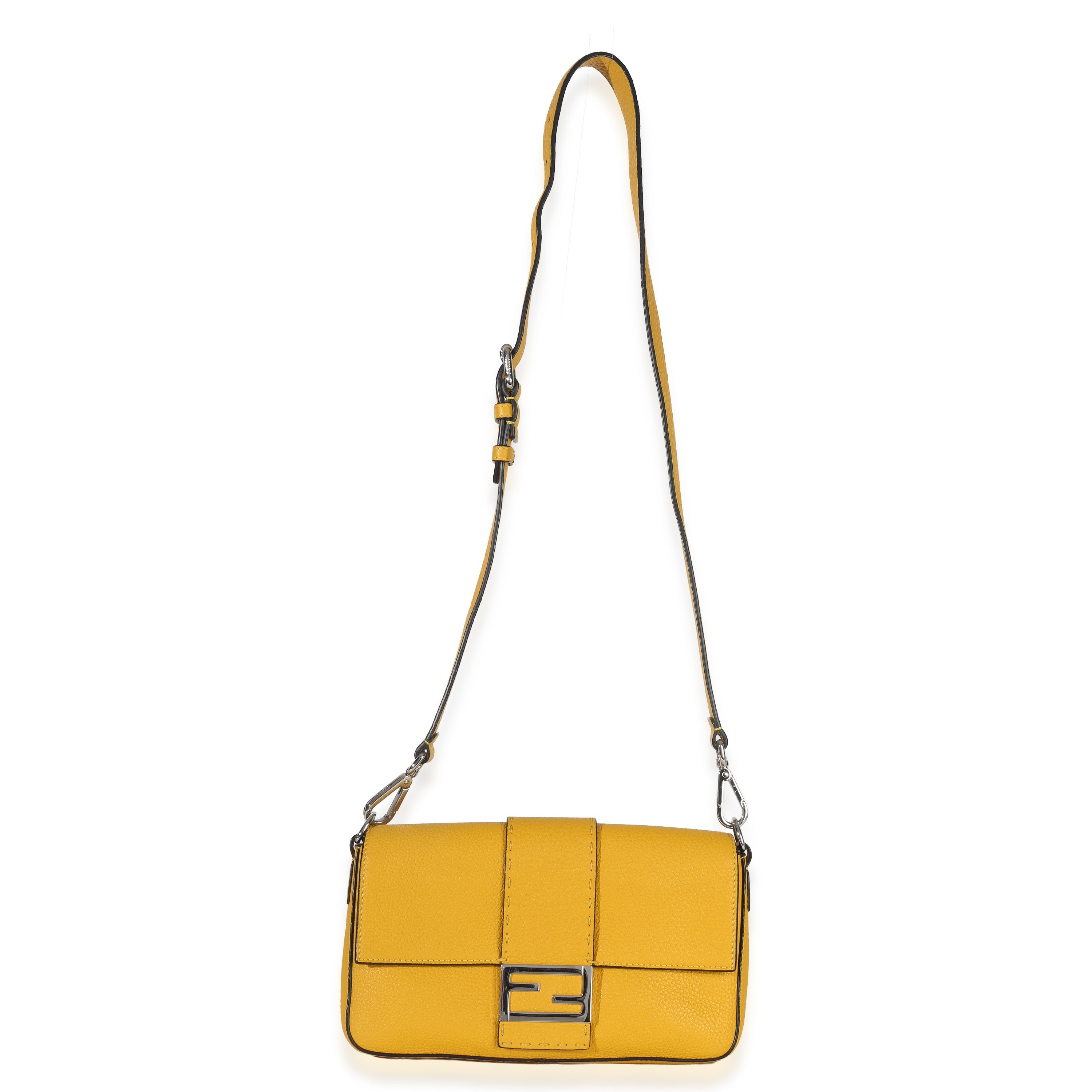 Yellow Cuoio Romano Selleria Belt Baguette Bag