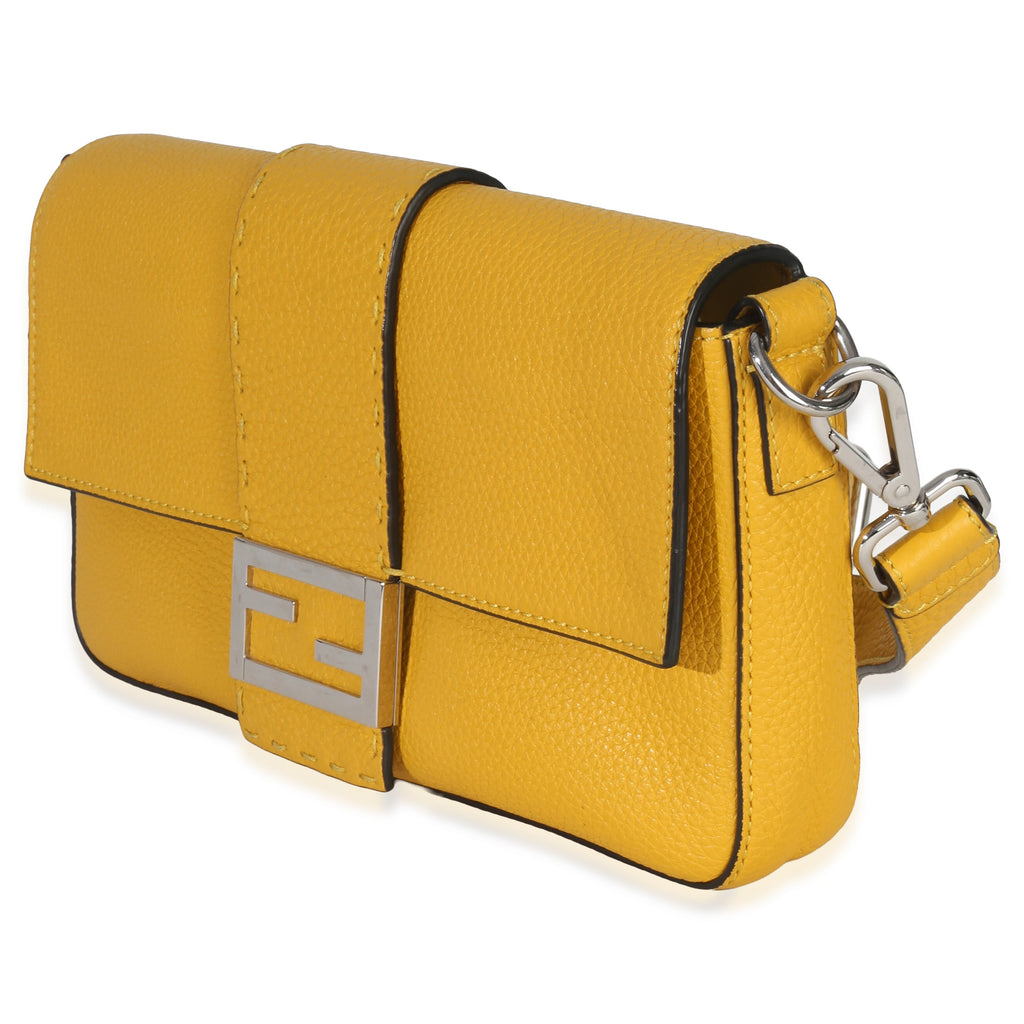 Yellow Cuoio Romano Selleria Belt Baguette Bag