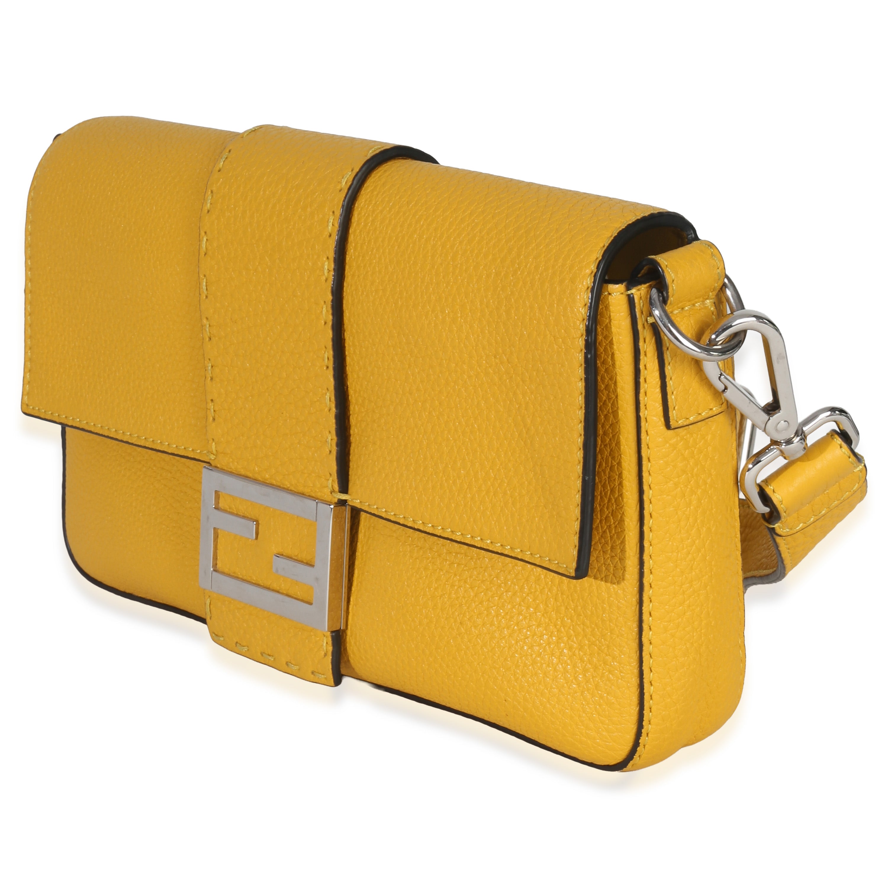 Yellow Cuoio Romano Selleria Belt Baguette Bag