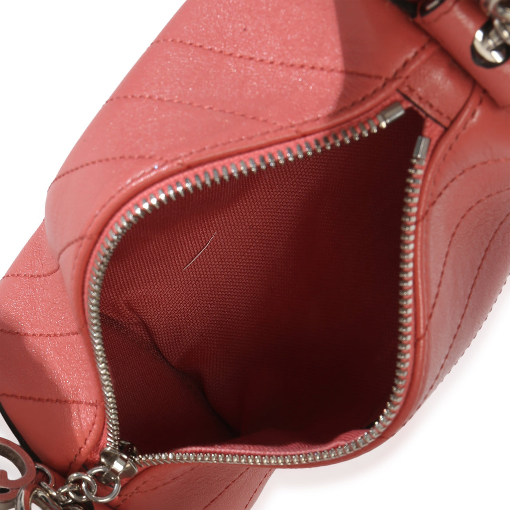 Pink Diagonal Quilted Calfskin Mini Blondie Barrel Bag