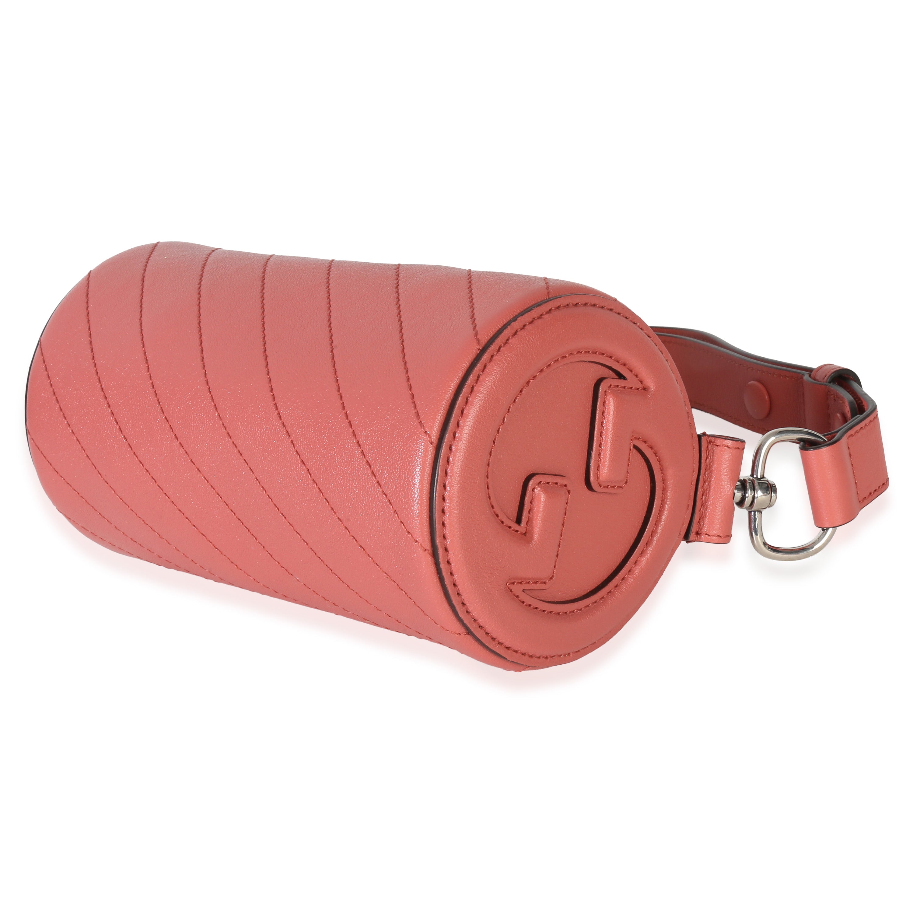 Pink Diagonal Quilted Calfskin Mini Blondie Barrel Bag