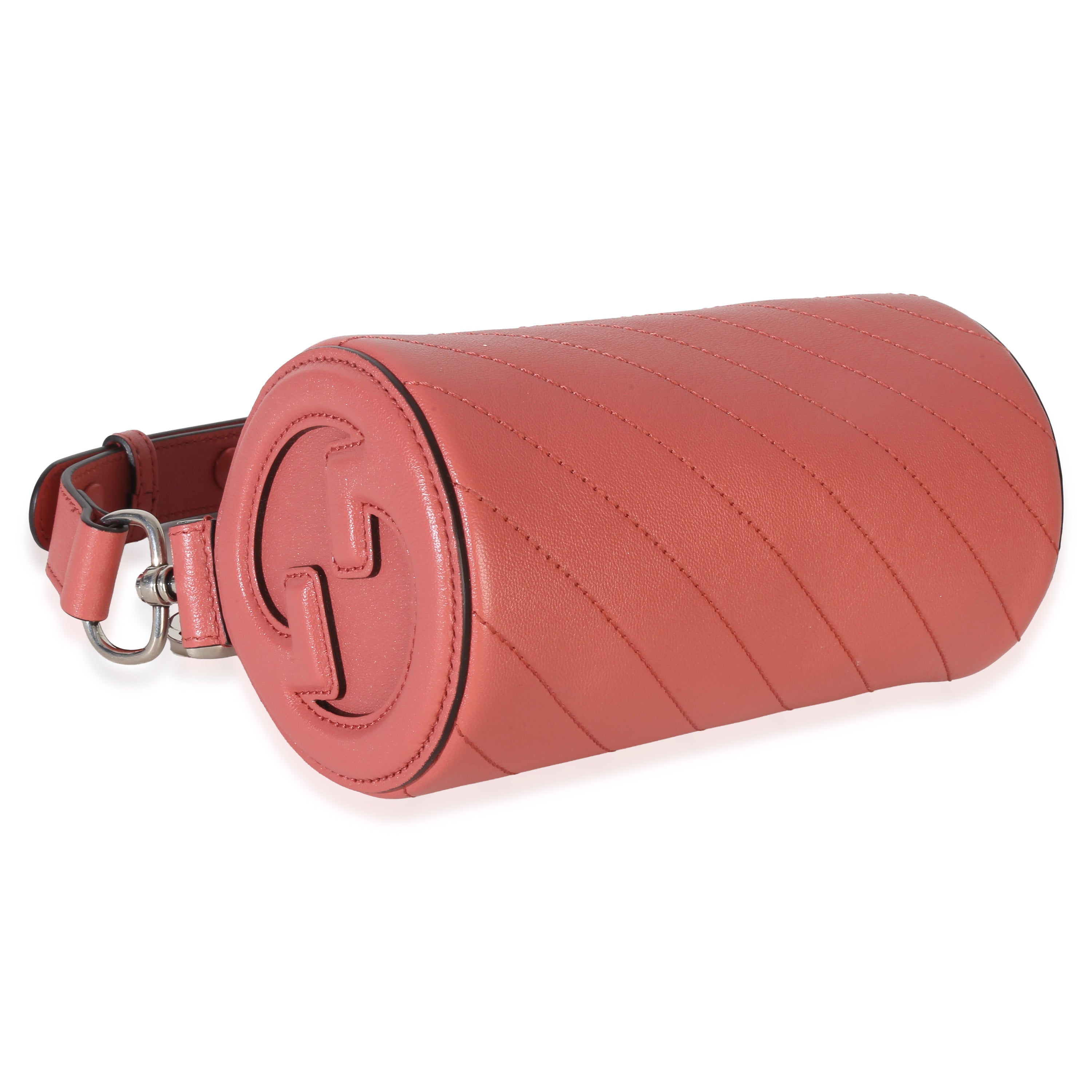 Pink Diagonal Quilted Calfskin Mini Blondie Barrel Bag