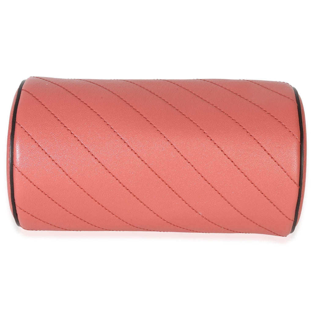 Pink Diagonal Quilted Calfskin Mini Blondie Barrel Bag