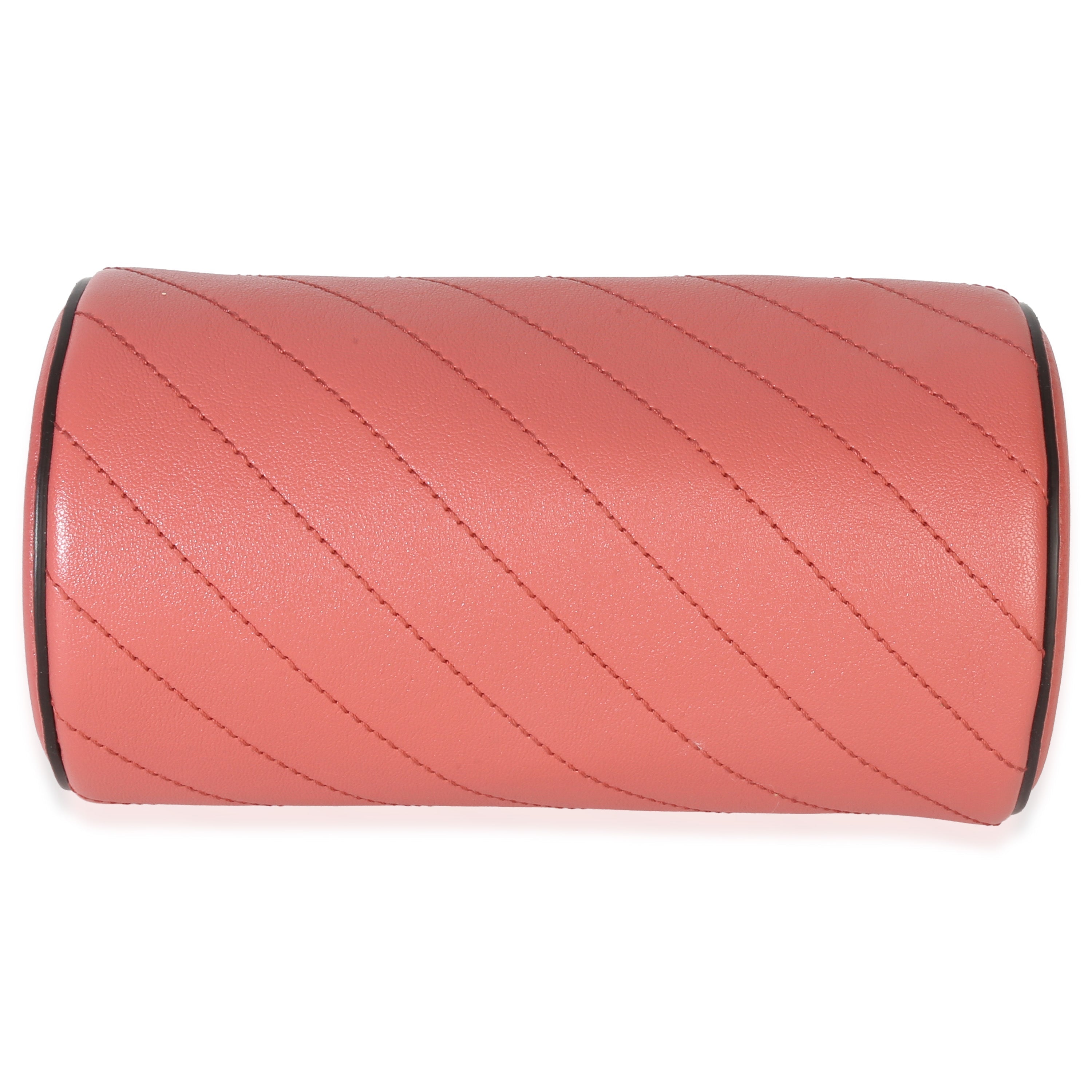 Pink Diagonal Quilted Calfskin Mini Blondie Barrel Bag