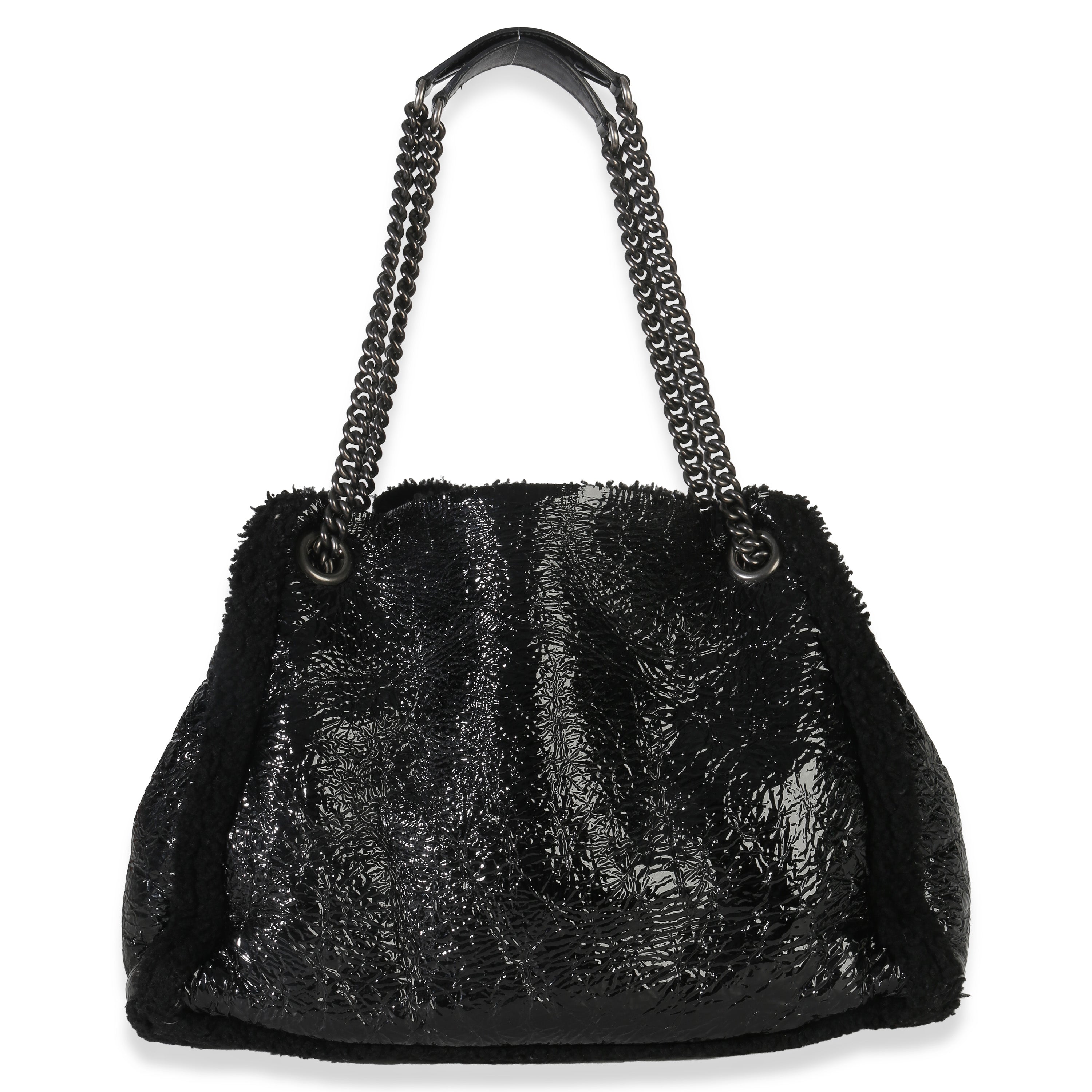 Black Patent Shearling Medium Soho Hobo