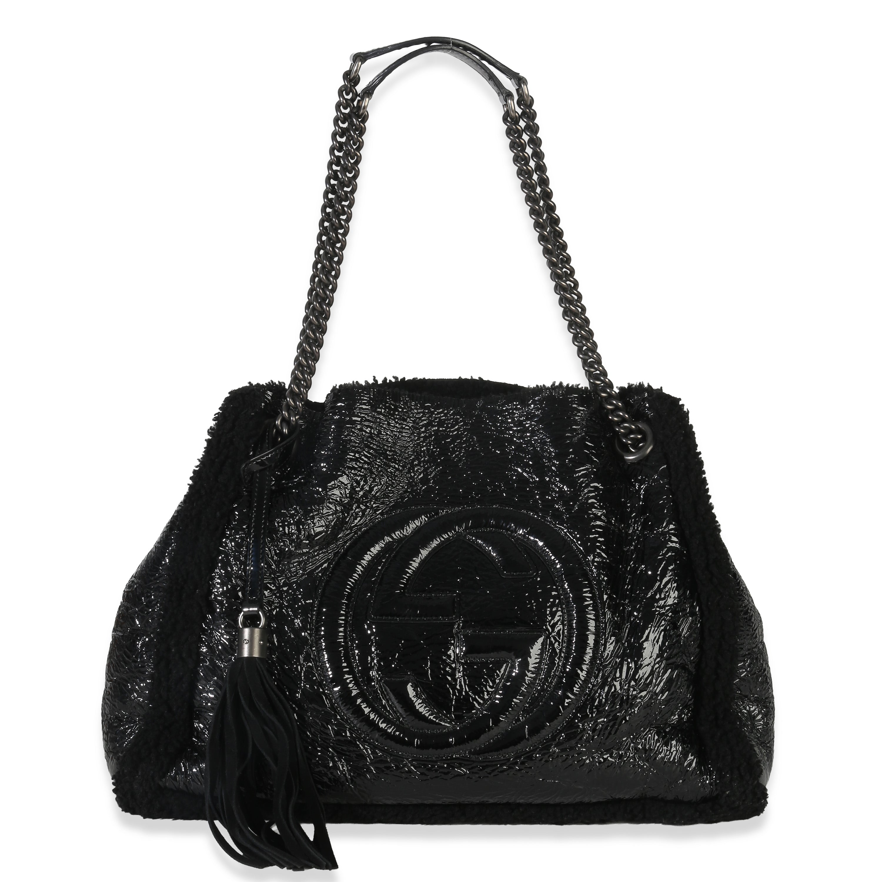 Black Patent Shearling Medium Soho Hobo