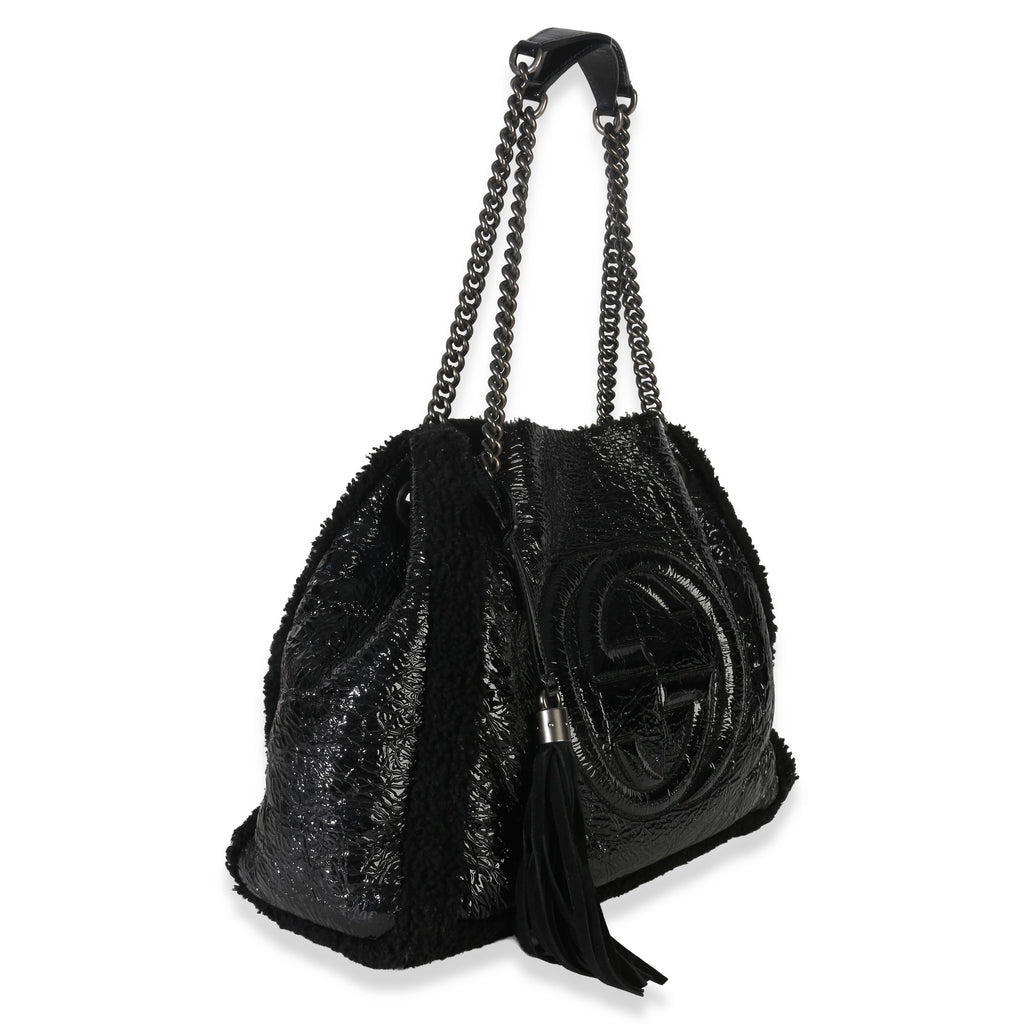 Black Patent Shearling Medium Soho Hobo