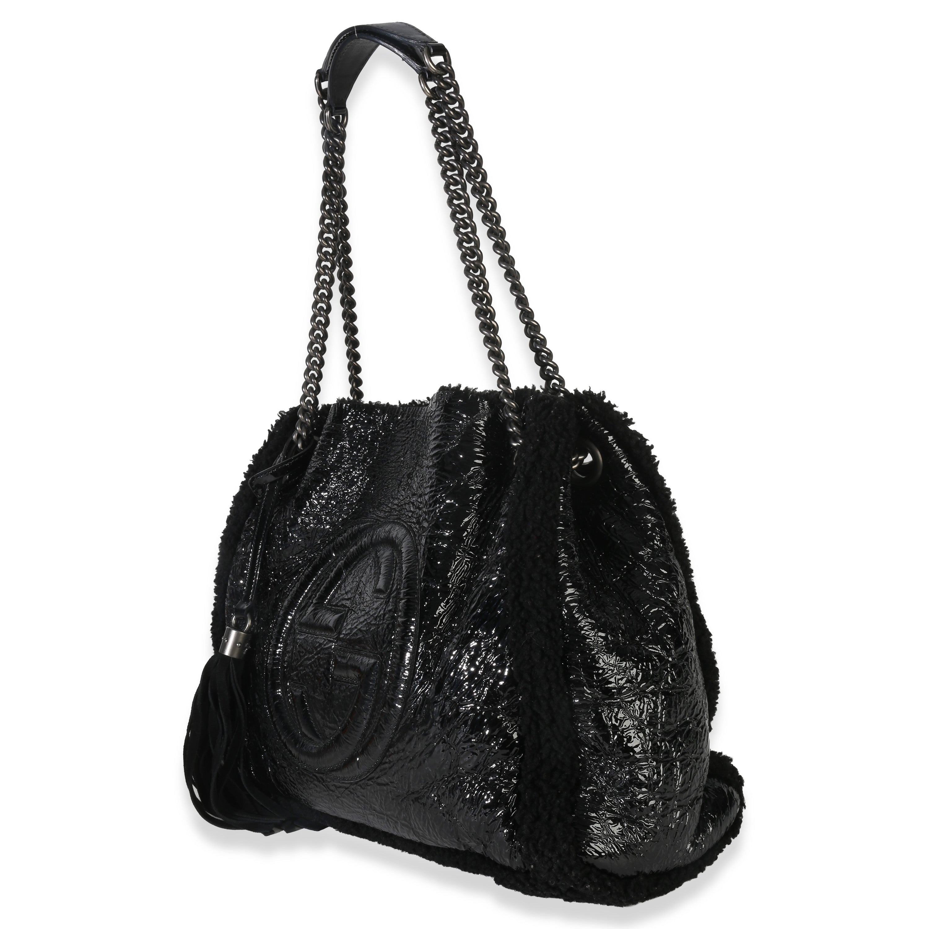 Black Patent Shearling Medium Soho Hobo