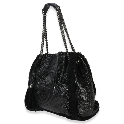 Black Patent Shearling Medium Soho Hobo