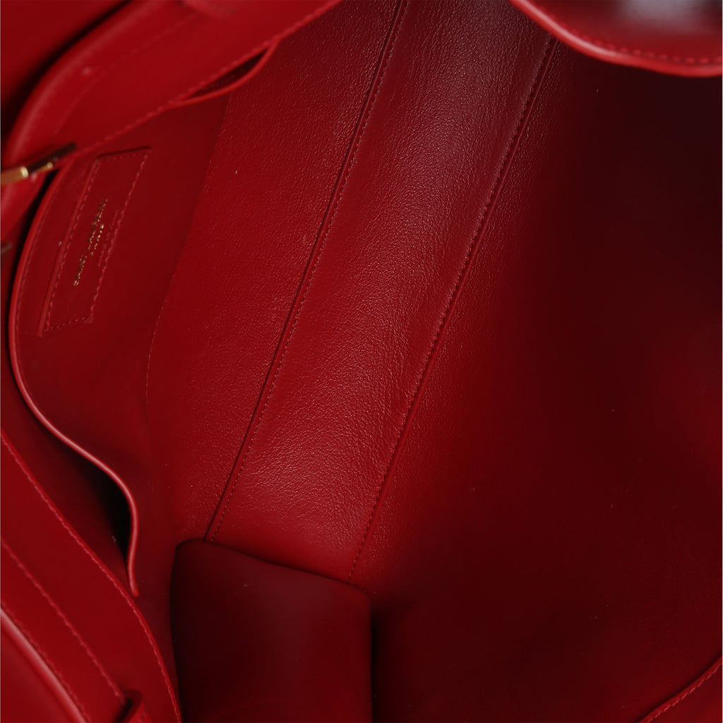 Red Calfskin Medium Manhattan Shoulder Bag