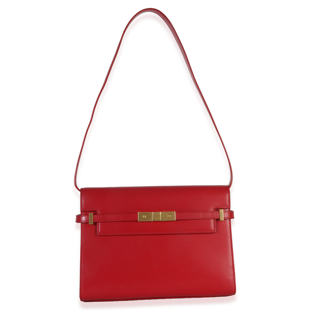 Red Calfskin Medium Manhattan Shoulder Bag