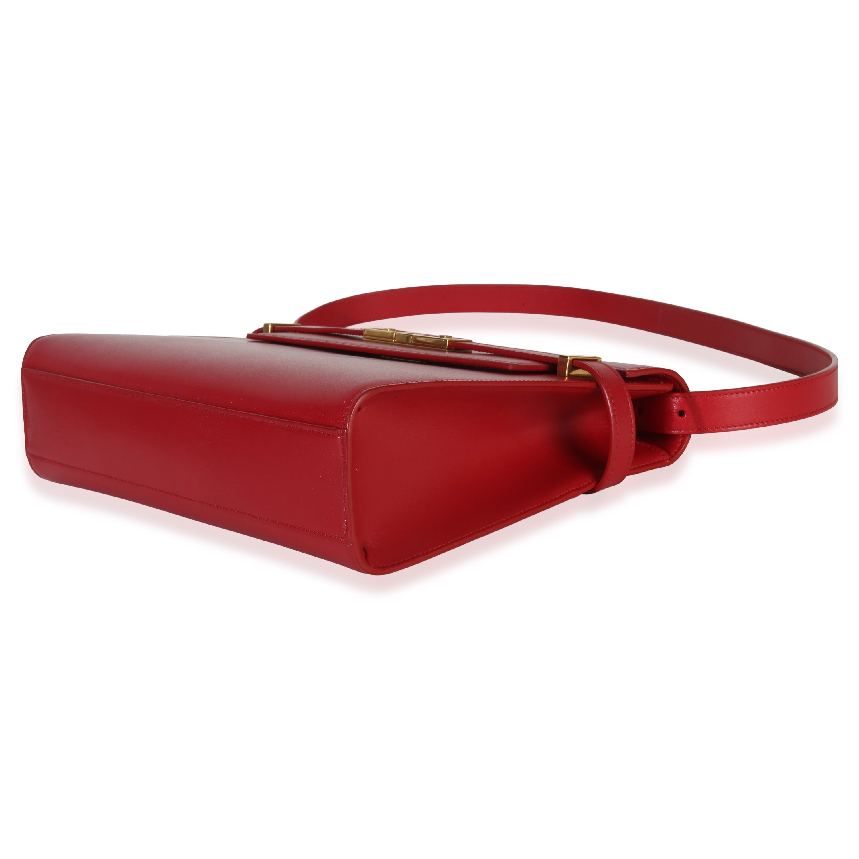 Red Calfskin Medium Manhattan Shoulder Bag