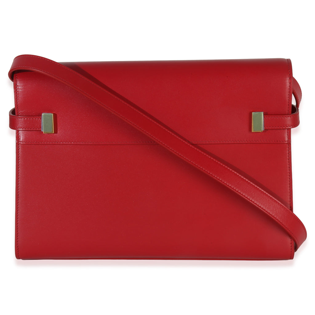 Red Calfskin Medium Manhattan Shoulder Bag