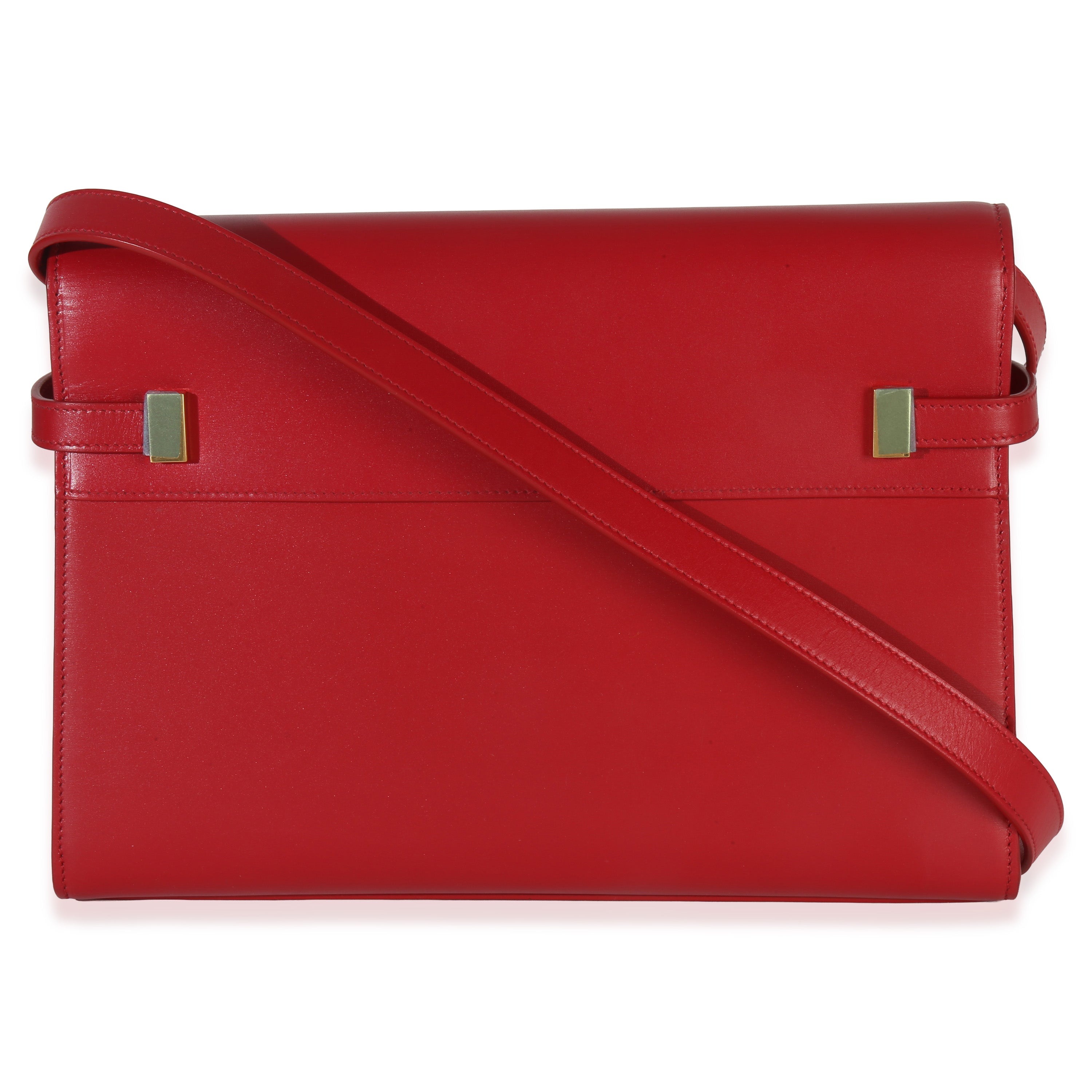 Red Calfskin Medium Manhattan Shoulder Bag