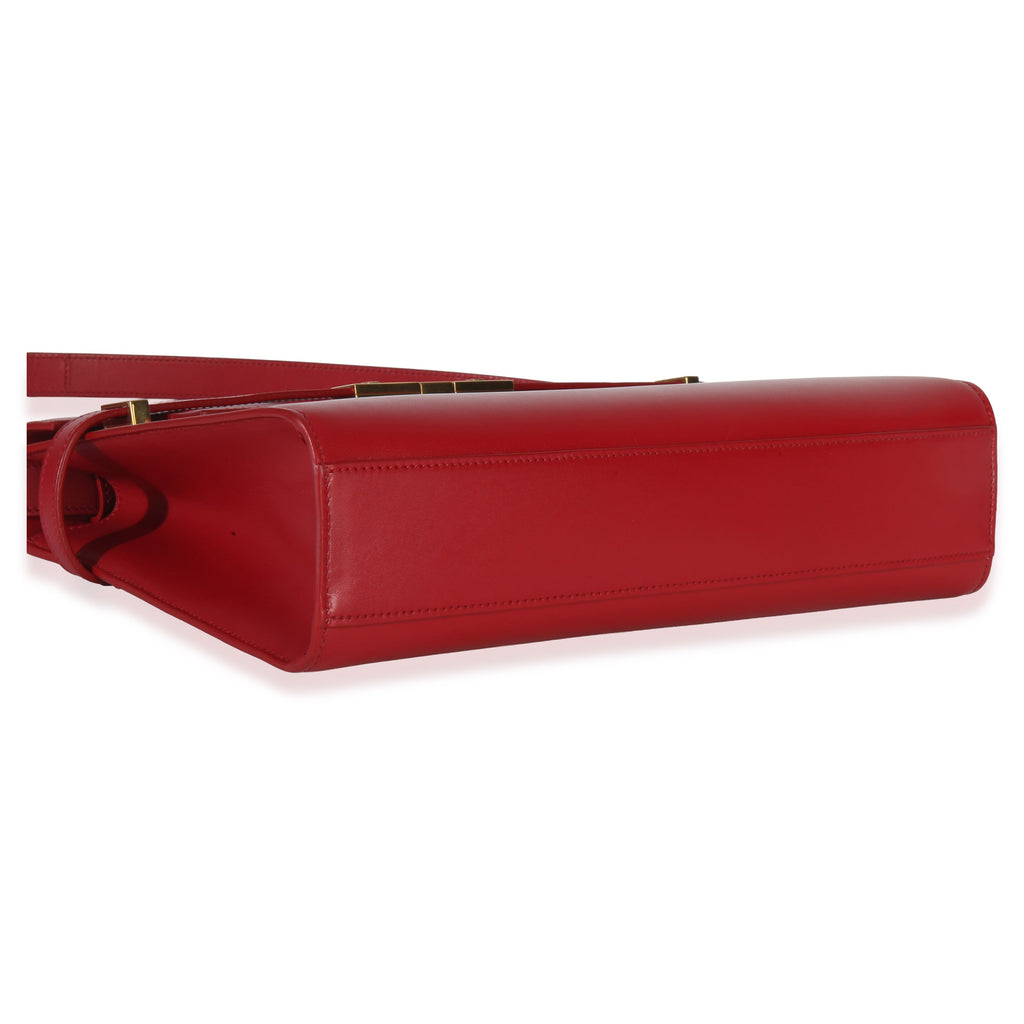 Red Calfskin Medium Manhattan Shoulder Bag