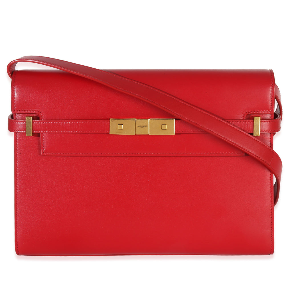 Red Calfskin Medium Manhattan Shoulder Bag