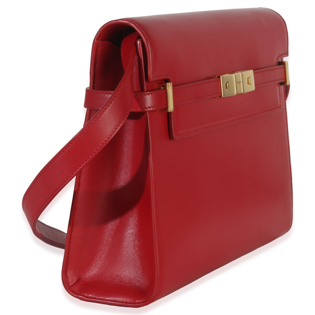 Red Calfskin Medium Manhattan Shoulder Bag