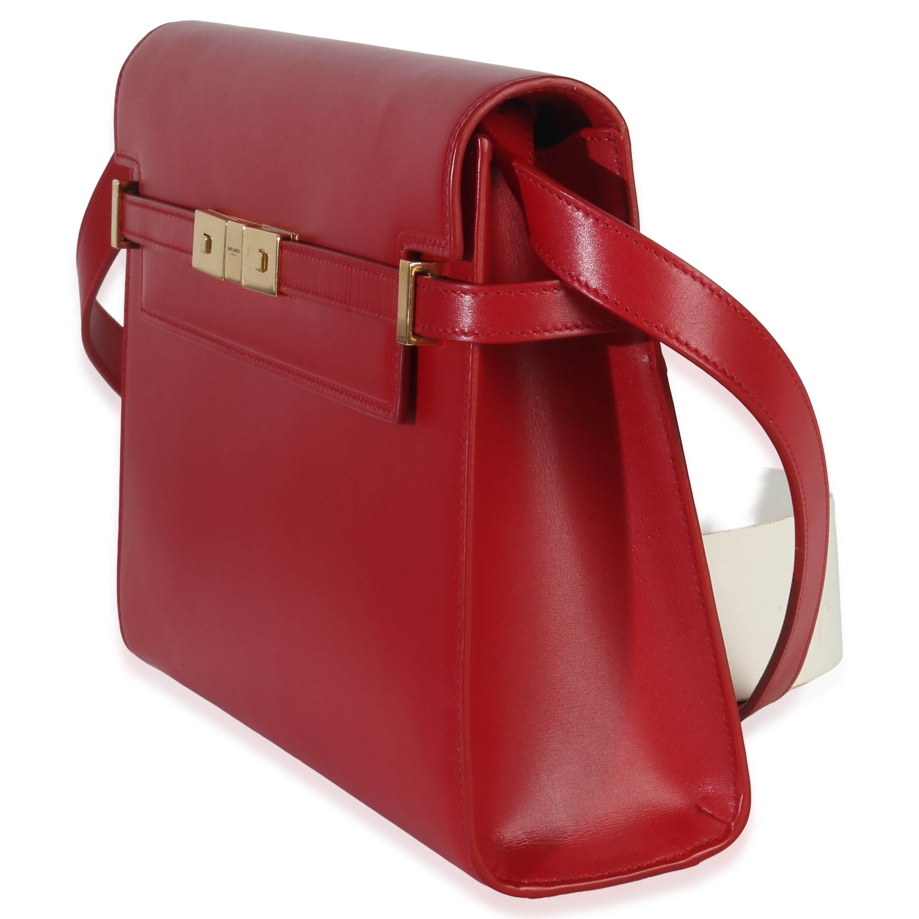 Red Calfskin Medium Manhattan Shoulder Bag