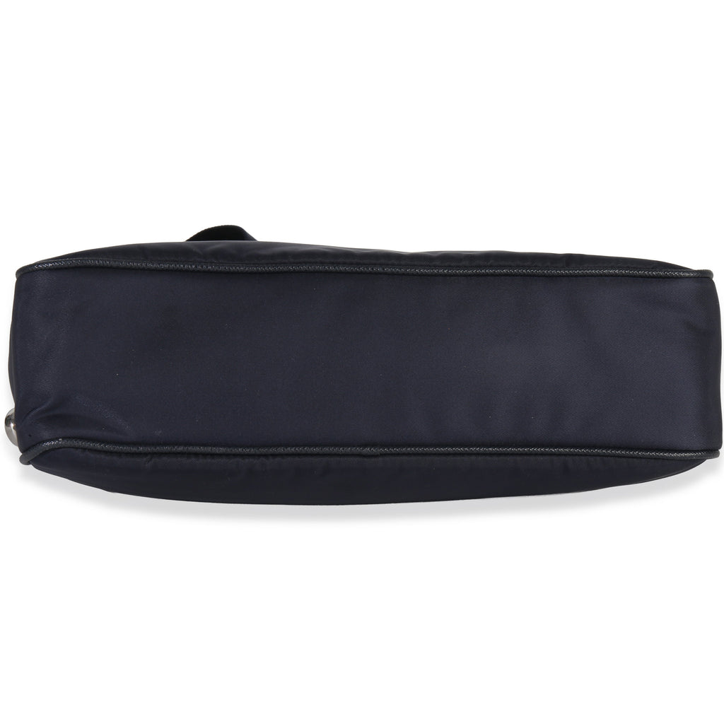 Navy Re-Nylon & Saffiano Leather Trim Shoulder Bag