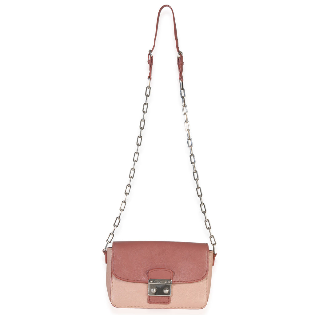 Pink Bicolore Goatskin Madras Chain Shoulder Bag