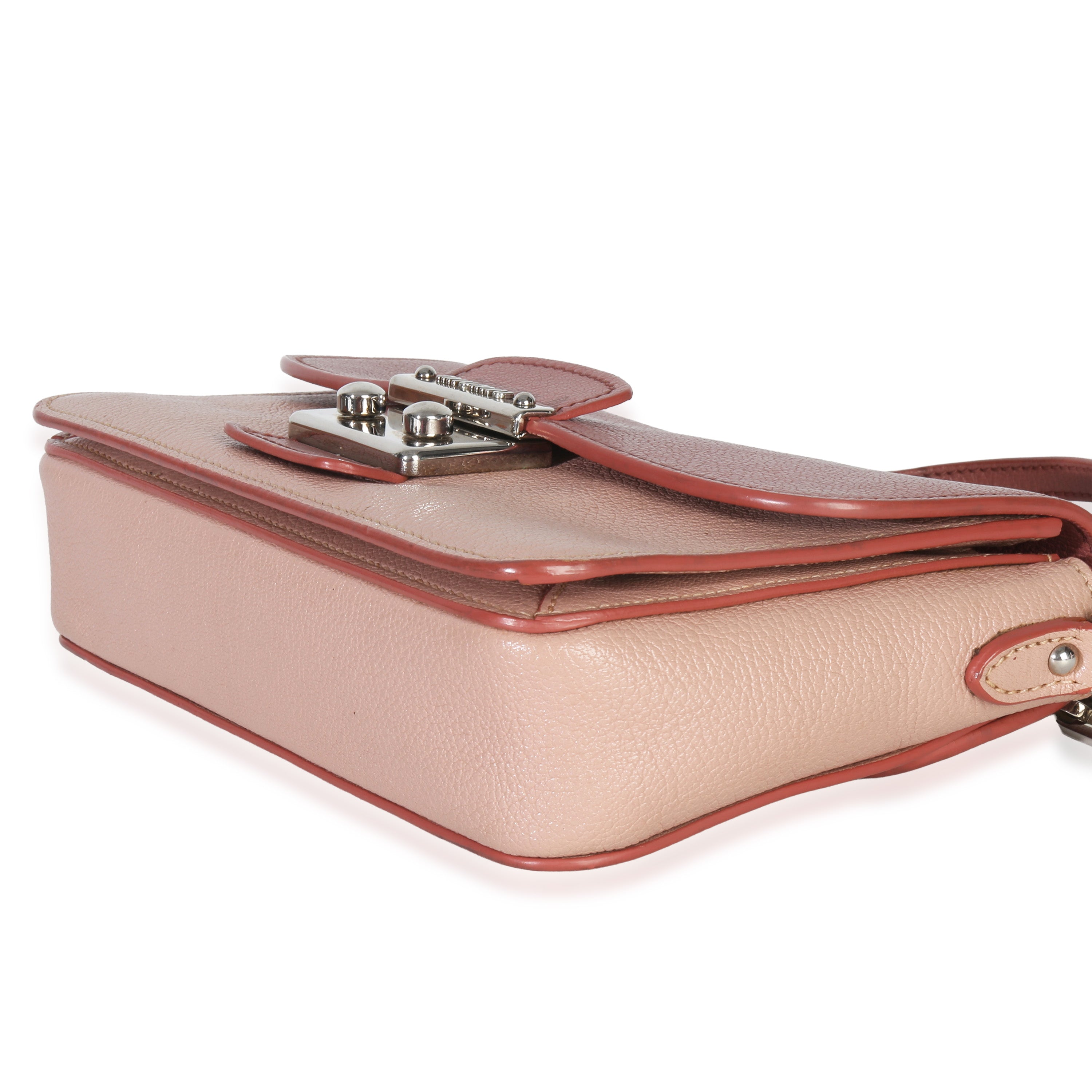 Pink Bicolore Goatskin Madras Chain Shoulder Bag