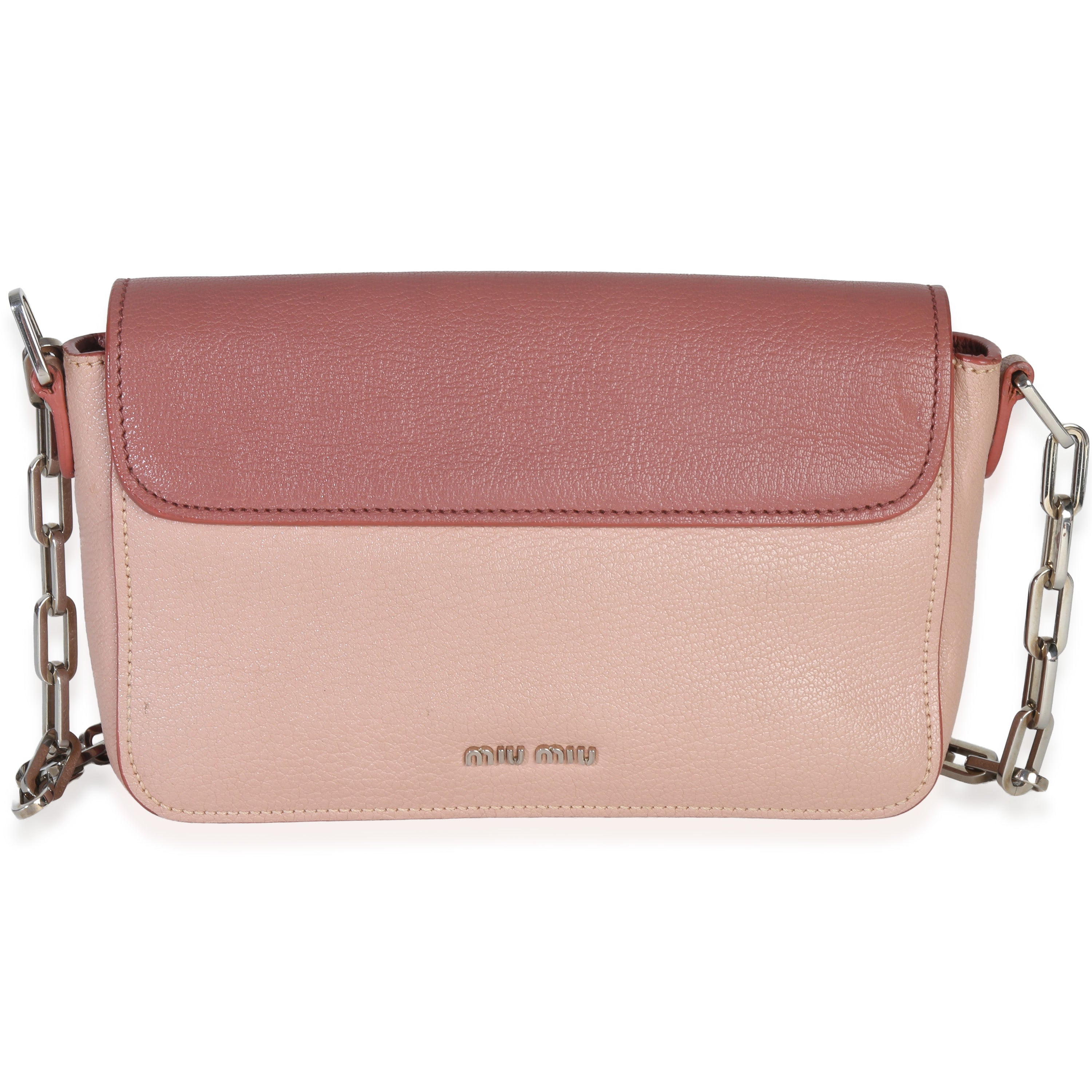 Pink Bicolore Goatskin Madras Chain Shoulder Bag