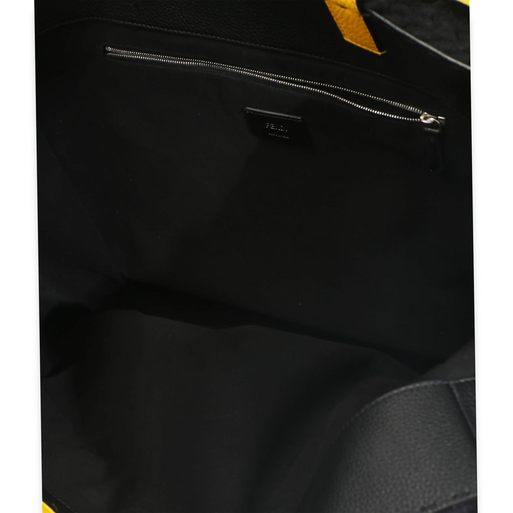 Yellow Black Wool Logo Tote