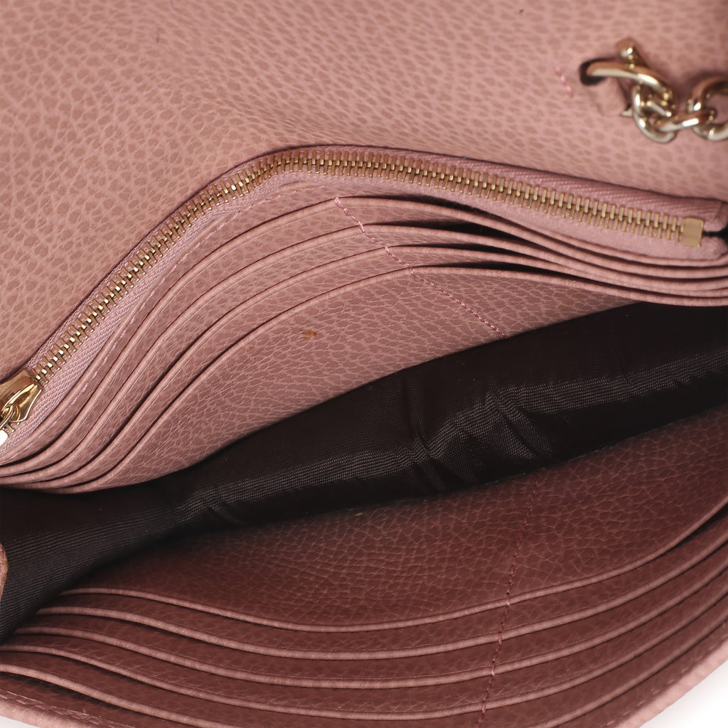 Pink Dollar Calfskin Interlocking G Wallet On Chain