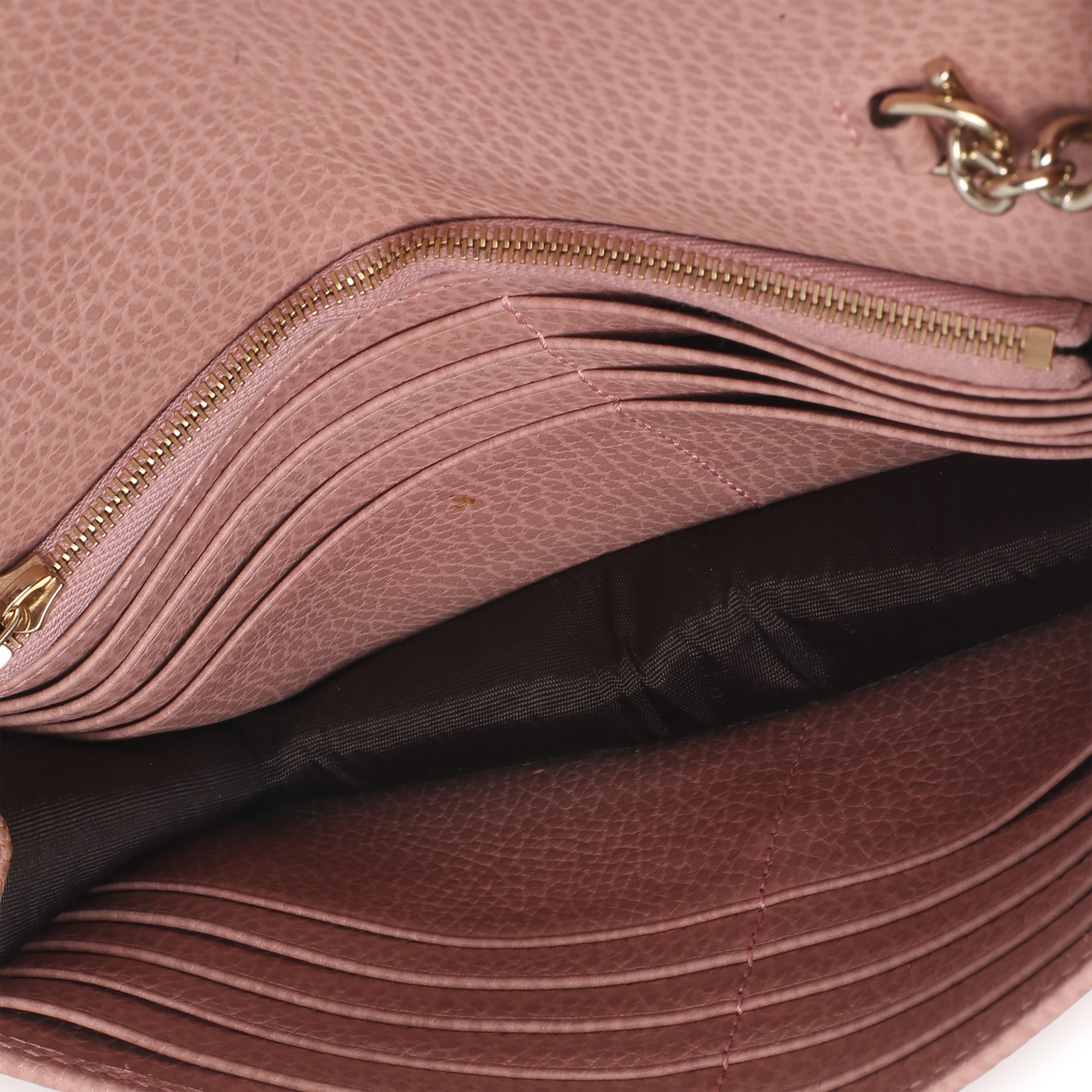 Pink Dollar Calfskin Interlocking G Wallet On Chain