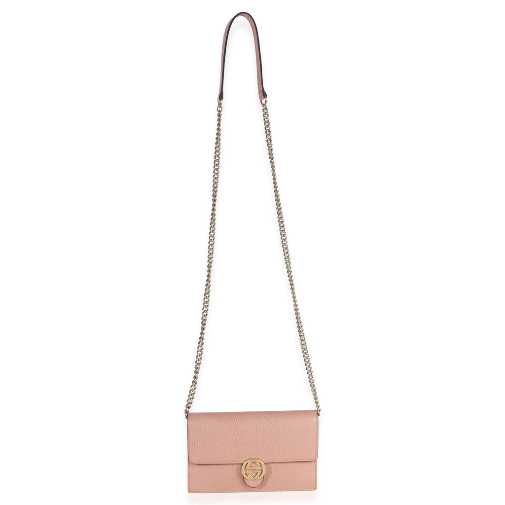 Pink Dollar Calfskin Interlocking G Wallet On Chain
