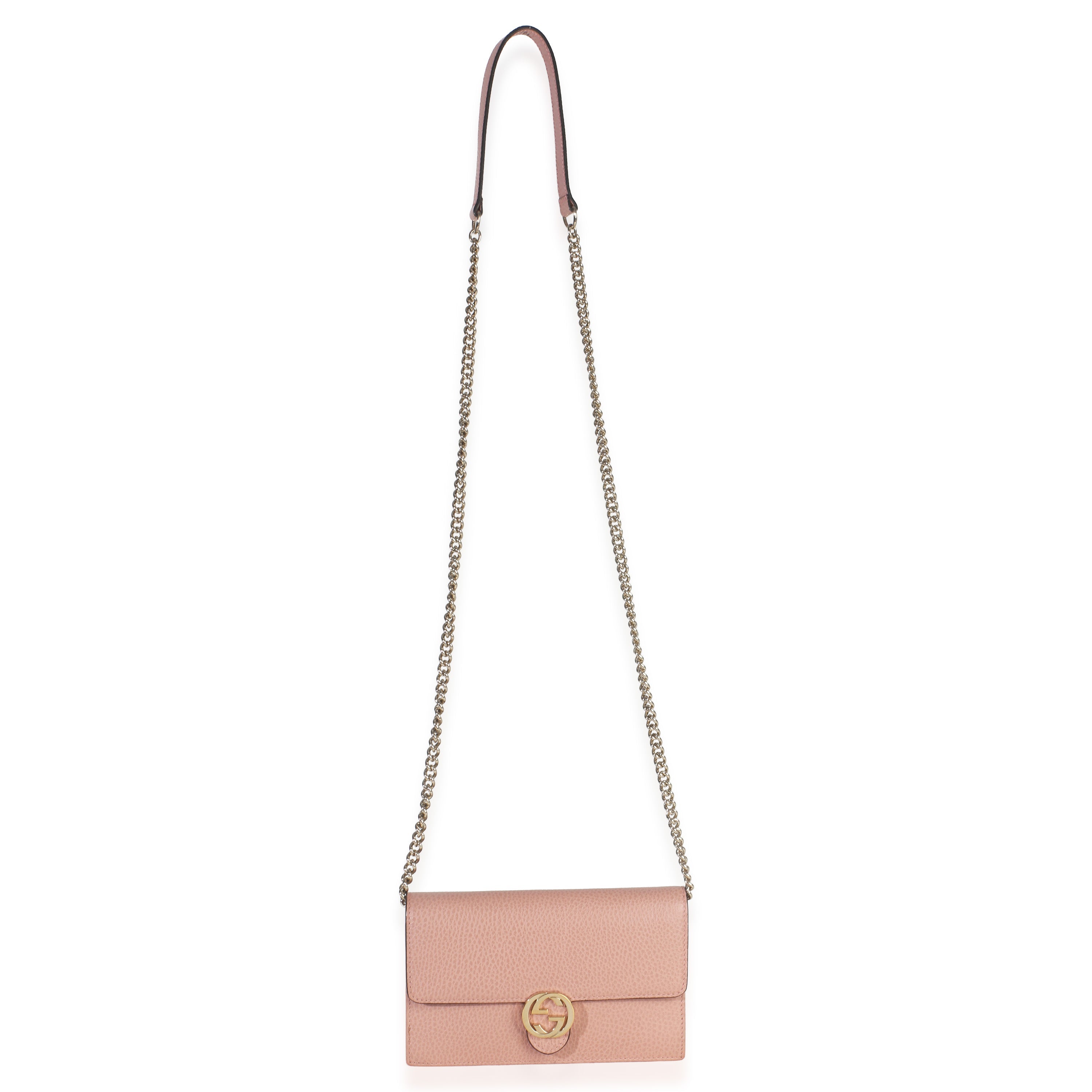 Pink Dollar Calfskin Interlocking G Wallet On Chain
