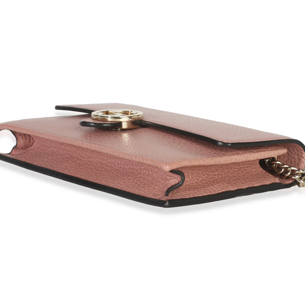 Pink Dollar Calfskin Interlocking G Wallet On Chain