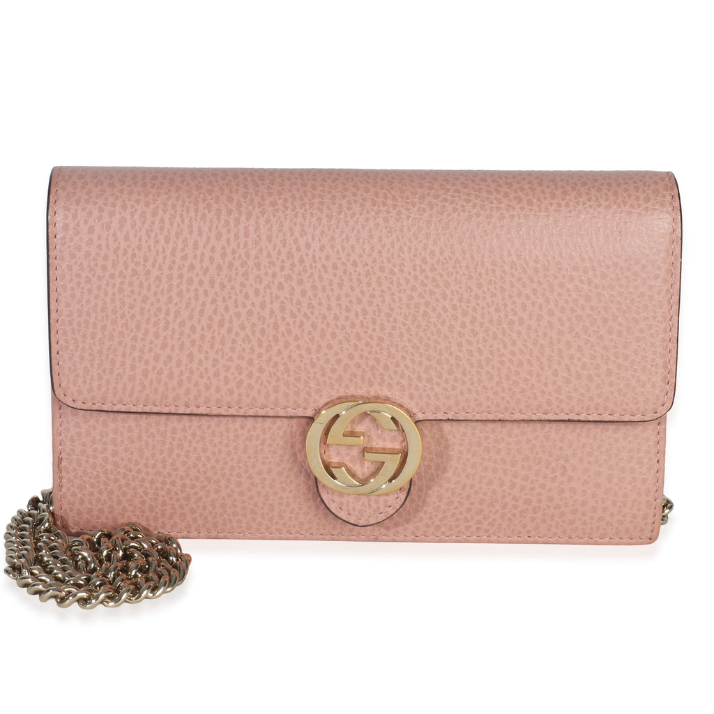 Pink Dollar Calfskin Interlocking G Wallet On Chain