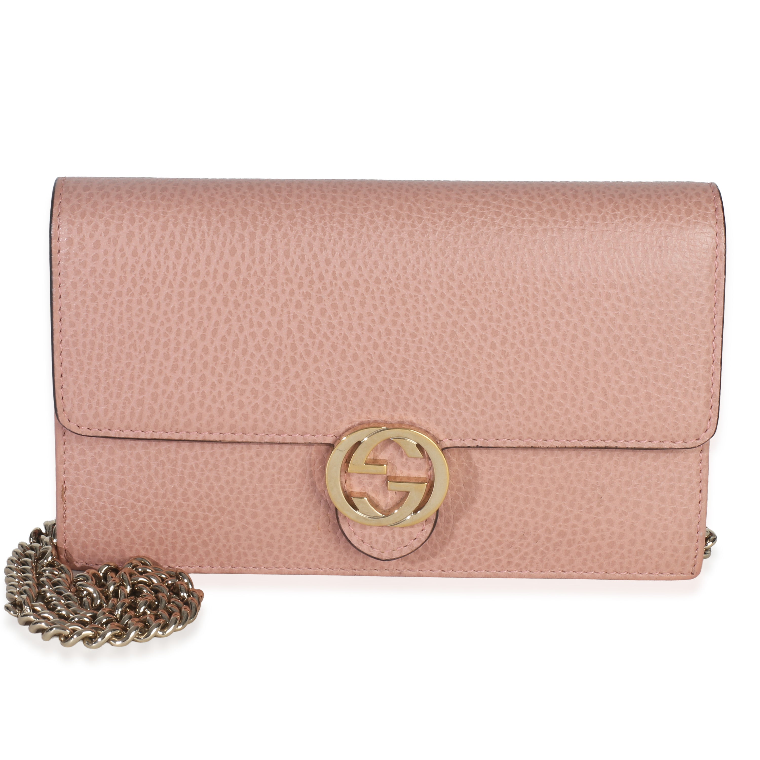 Pink Dollar Calfskin Interlocking G Wallet On Chain