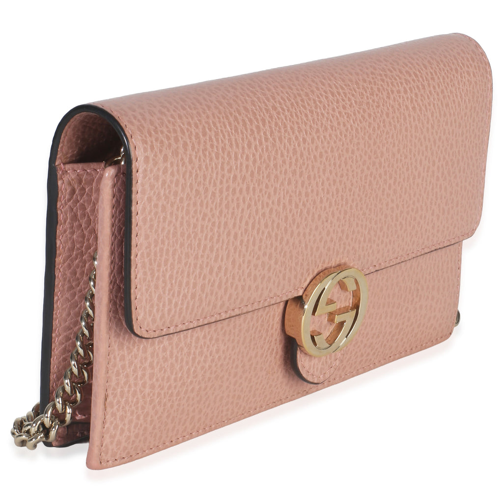 Pink Dollar Calfskin Interlocking G Wallet On Chain