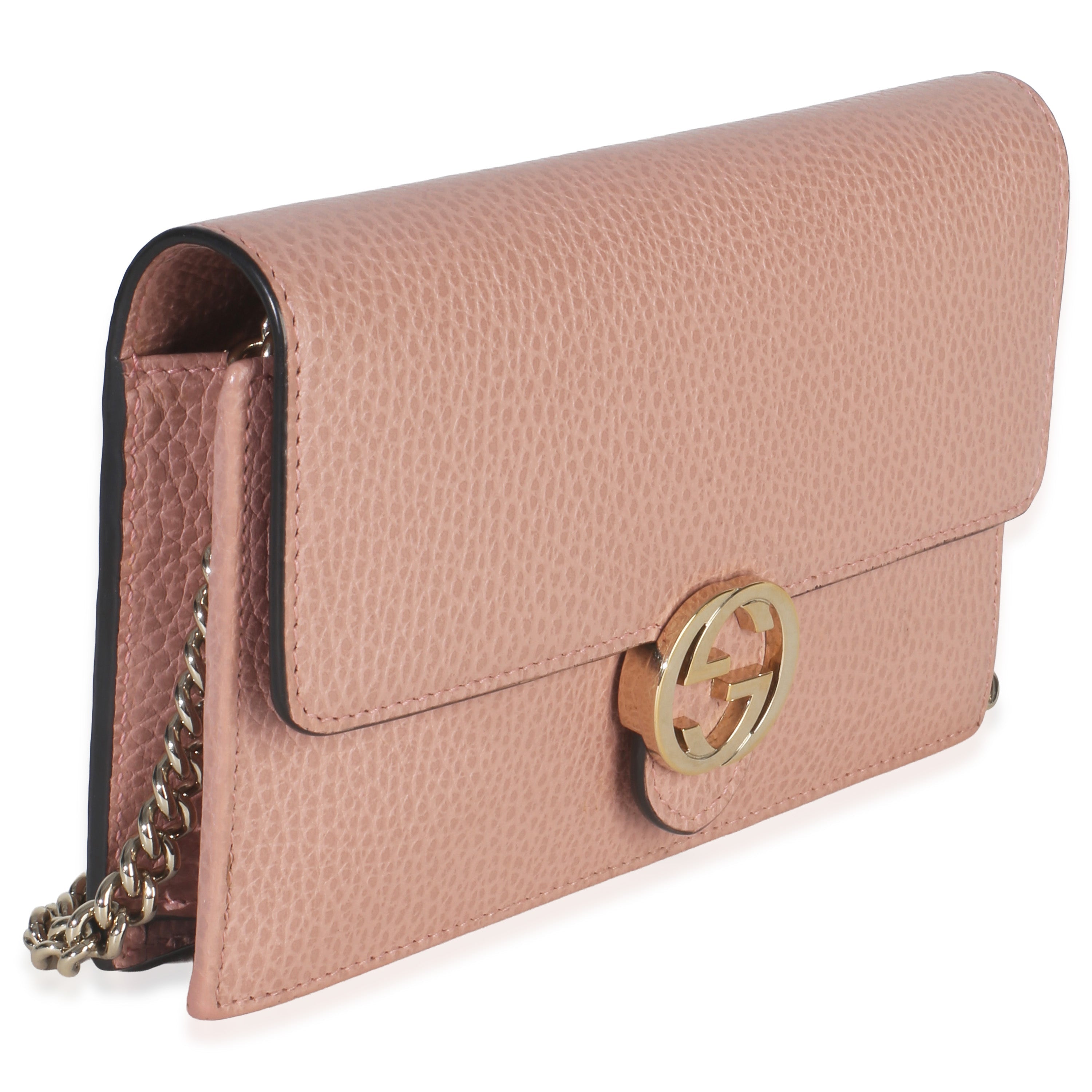 Pink Dollar Calfskin Interlocking G Wallet On Chain
