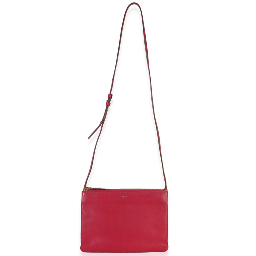 Fuchsia Lambskin Large Trio Crossbody