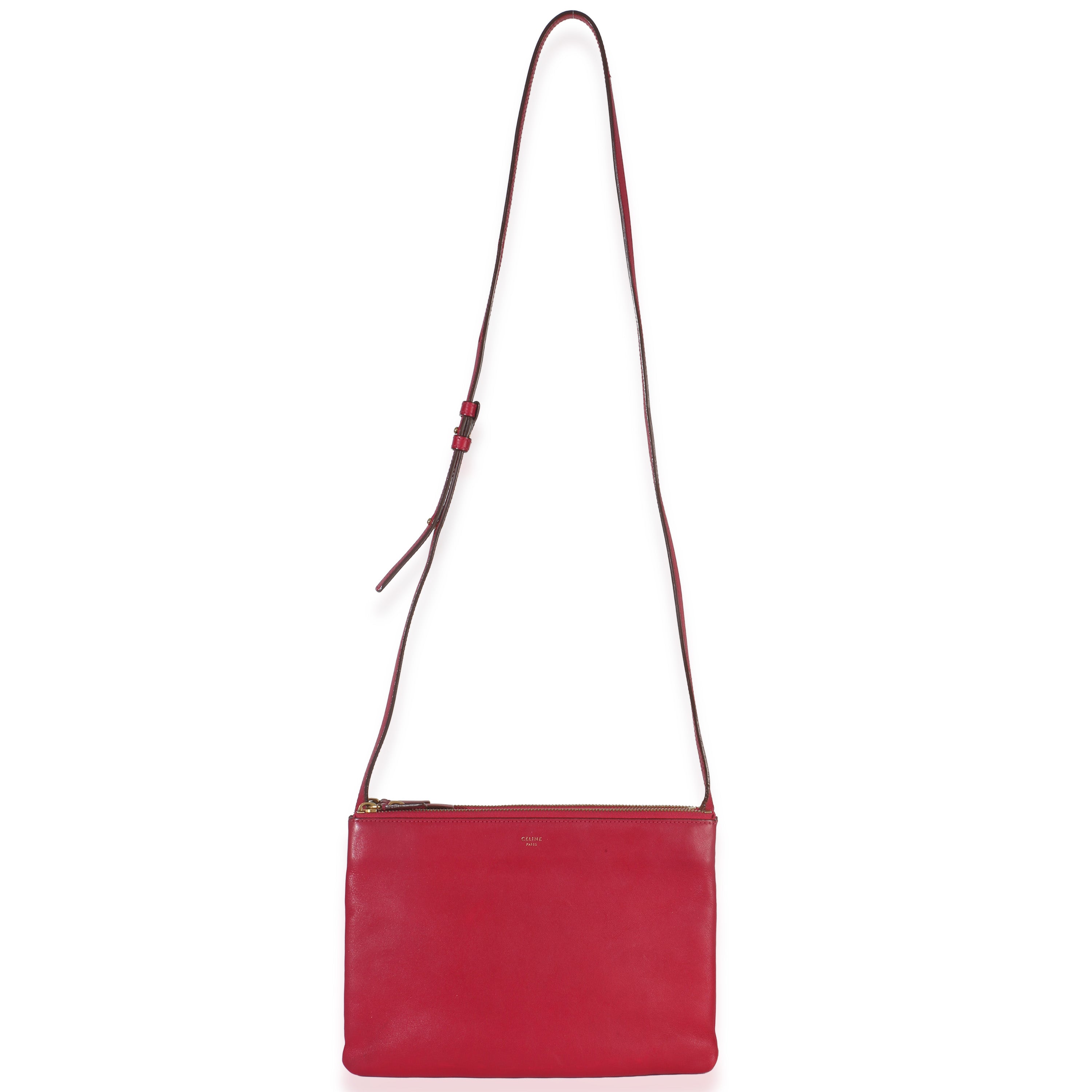 Fuchsia Lambskin Large Trio Crossbody