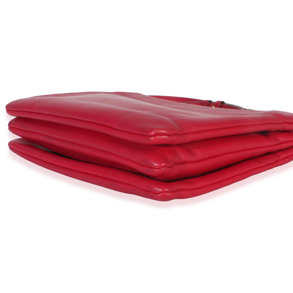 Fuchsia Lambskin Large Trio Crossbody