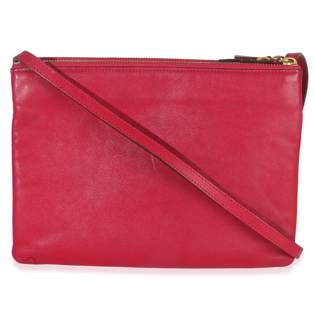 Fuchsia Lambskin Large Trio Crossbody
