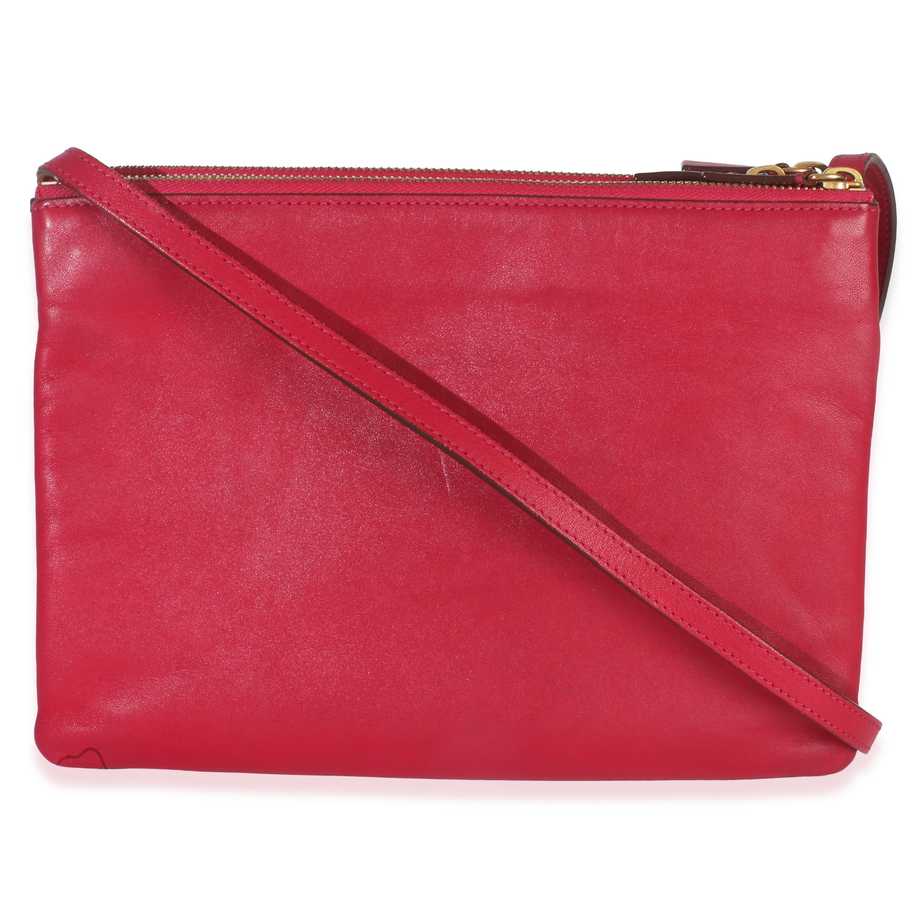 Fuchsia Lambskin Large Trio Crossbody