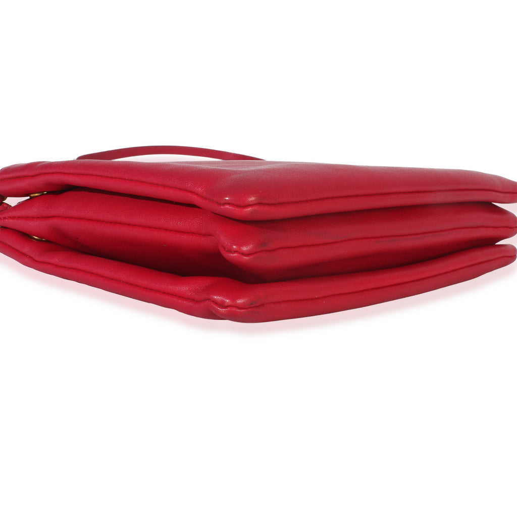 Fuchsia Lambskin Large Trio Crossbody