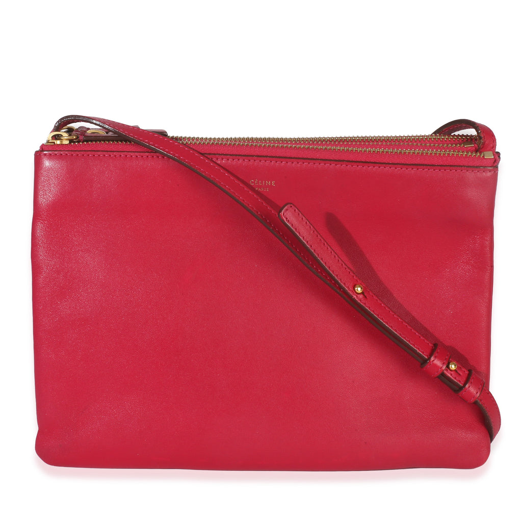 Fuchsia Lambskin Large Trio Crossbody