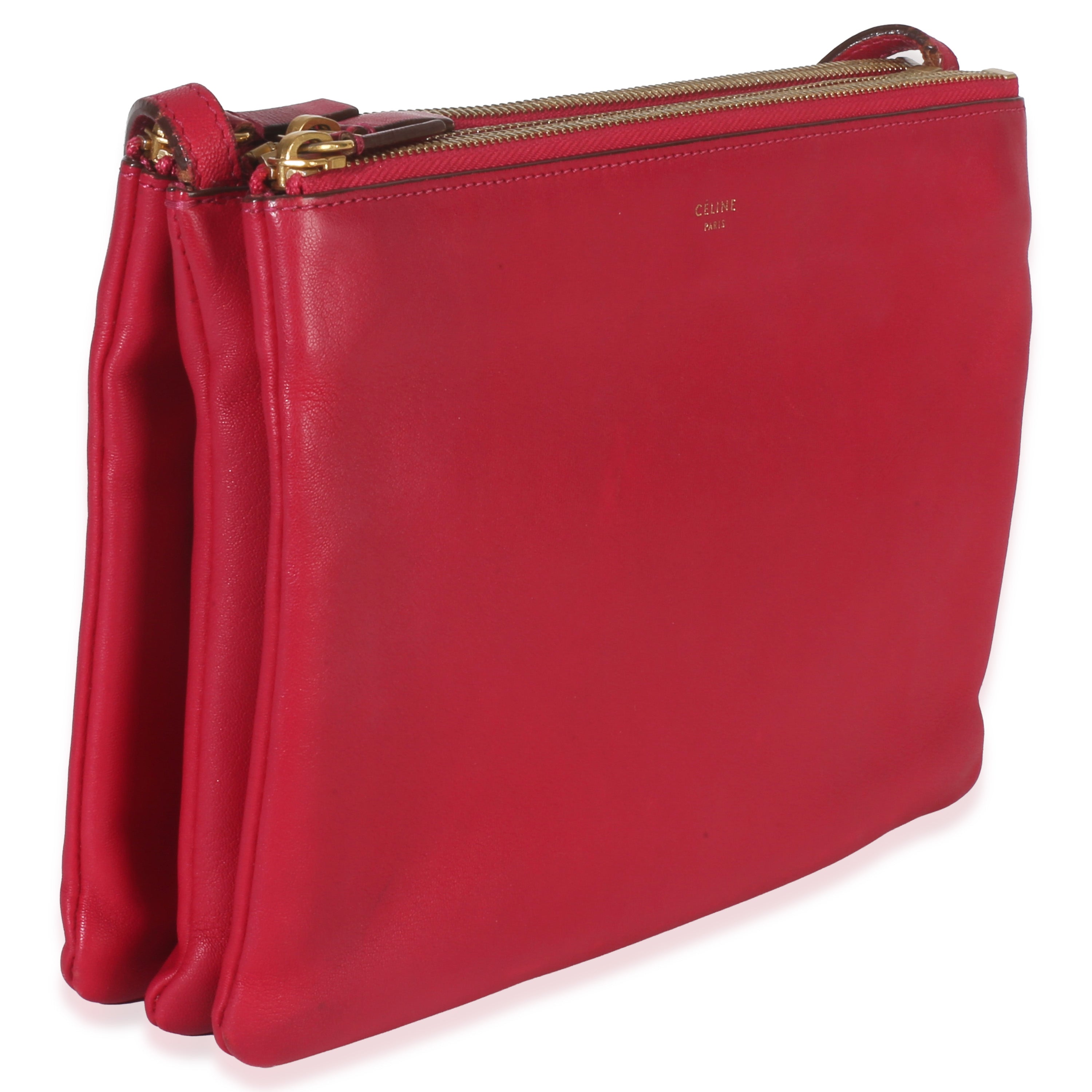 Fuchsia Lambskin Large Trio Crossbody