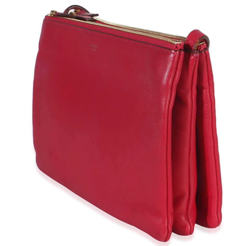 Fuchsia Lambskin Large Trio Crossbody